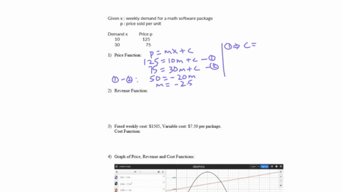 the-college-bookstore-had-determined-from-past-sales-records-that-the-weekly-number-of-units-demanded-of-math-software-package-sold-at-price-is-as-follows-demand-price-125-assume-the-relatio-95887