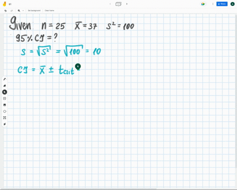 a-random-sample-of-n25-scores-is-obtained-from-a-normal-population-if-the-sample-mean-is-x37-and-s2100-what-is-the-95-confidence-interval-for-u-29137