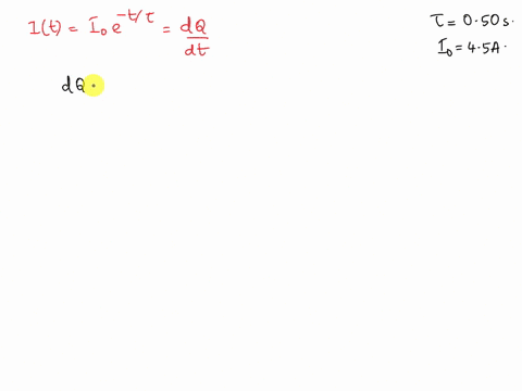 a-conductor-carries-a-current-that-is-decreasing-exponentially-with-time-the-current-is-modeled-as-i-i0-et-where-i0-450-a-is-the-current-at-time-t-000-s-and-050-s-is-the-time-constant-how-mu-35236