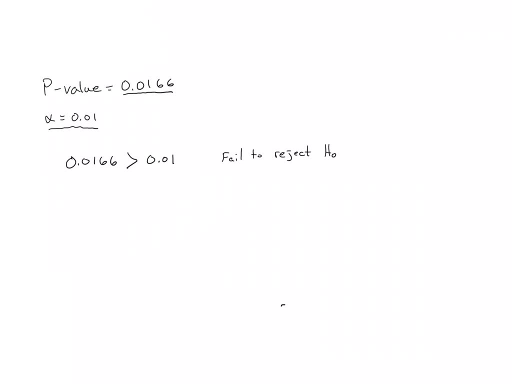 SOLVED: Determine the appropriate conclusion for a hypothesis test with ...