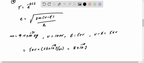 an-electron-with-kinetic-energy-e500-mathrmev-is-incident-on-a-barrier-with-thickness-l0200-mathrm-2-95066