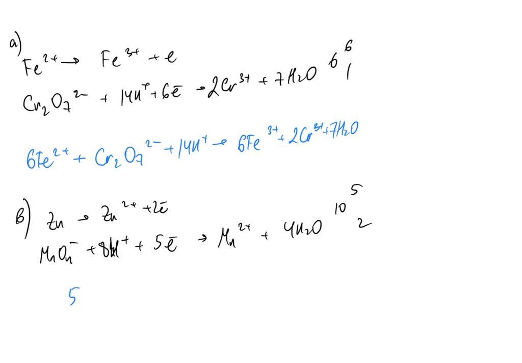 SOLVED: Balance the following redox reactions using the half-reaction ...