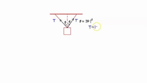 heavy-object-is-suspended-from-the-ceiling-using-two-ropes-as-shown-above-the-tension-in-each-rope-is-195-n-and-the-angle-each-rope-makes-with-the-vertical-is-0-381-what-is-the-mass-of-the-o-86142