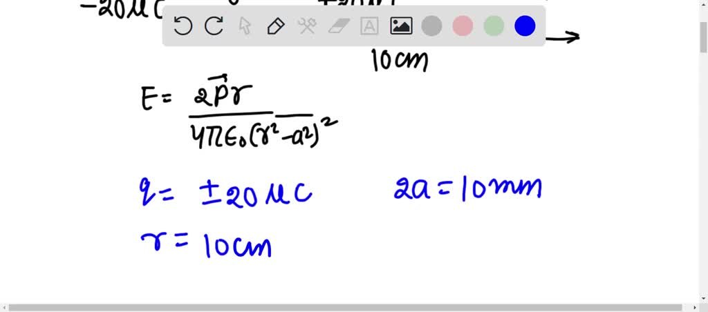 SOLVED: Two charges +20?C and ?20?C are placed 10mm apart. The electric ...