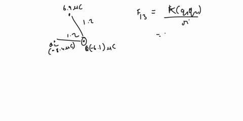 three-charged-particles-are-placed-at-the-corners-of-an-equilateral-triangle-of-side-20-i-see-figure-1-the-charges-are-q1-69-pc-qz-84-pc-and-qa-pc-part-e-calculate-the-magnitude-of-the-net-f-53056