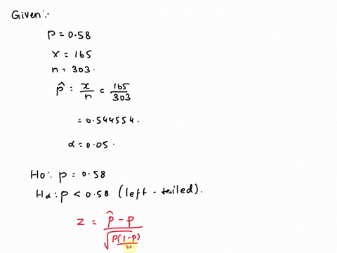 you-are-conducting-study-to-see-if-the-probability-of-catching-the-flu-this-year-is-significantly-less-than-058_-you-use-significance-level-of-005-hop-058-hip-058-you-obtain-sample-of-size-n-45222