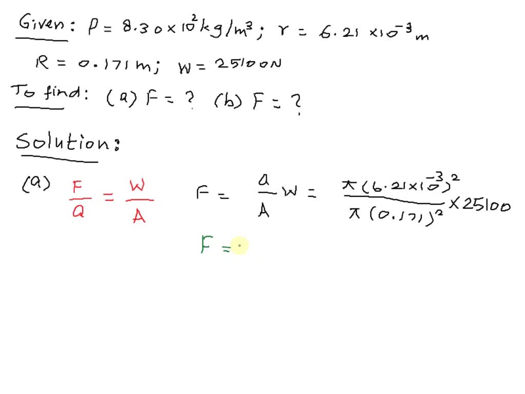 SOLVED The hydraulic oil in a car lift has a density of 8.83 x 102 kg