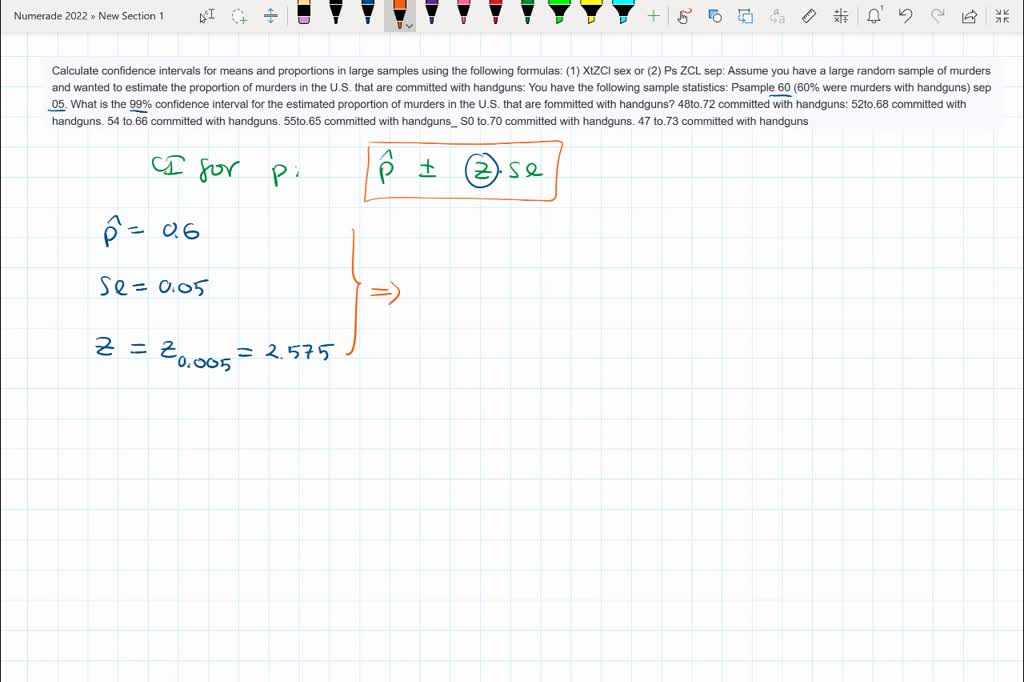 Solved Calculate Confidence Intervals For Means And Proportions In Large Samples Using The 0524