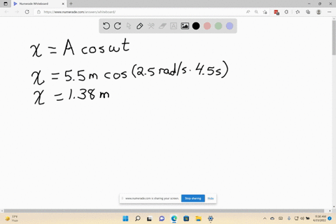an-object-with-mass-m-01-kg-undergoing-simple-harmonic-motion-has-_-maximum-displacement-55m-at-t-00os-if-the-angular-frequency-of-oscillation-is-2srads-a-what-is-the-object-displacement-whe-48052
