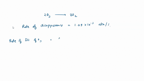 the average rate of disappearance of ozone in the reaction 2o3g 3o2g is ...