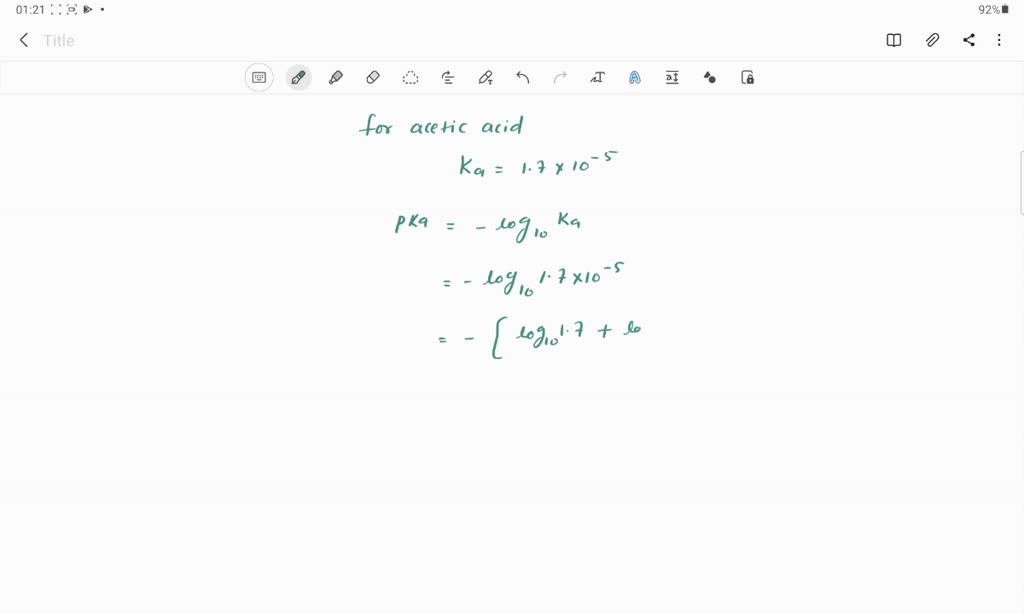 SOLVED '105. What is the pKa of acetic acid? The Ka of acetic acid is
