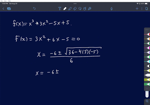 find-the-largest-value-of-a-such-that-the-function-fxx33x25x5-is-decreasing-for-all-x-in-the-interval-0a-55991