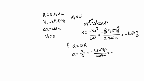 a-wheel-of-radius-0164-m-which-is-moving-initially-at-548-ms-rolls-to-a-stop-in-266-m-calculate-the-magnitudes-of-a-its-linear-acceleration-and-b-its-angular-acceleration-c-the-wheels-rotati-05742
