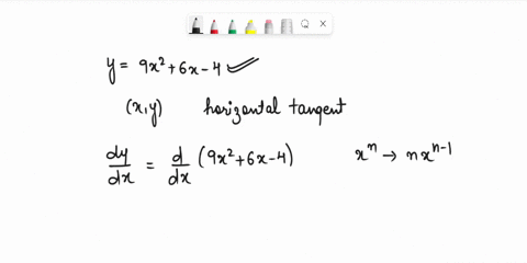 find-the-point-xy-at-which-the-graph-ofy-9x2-6x-4-has-a-horizontal-tangent-the-function-y-9x2-6x-4-has-a-horizontal-tangent-at-type-an-ordered-pair-type-simplified-fractions-12399