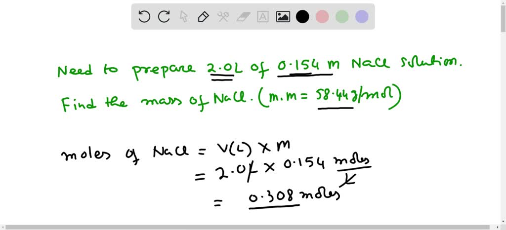 SOLVED: How many grams of NaCl must be added to water to create 2.0 L ...