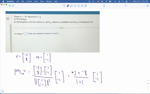 given-v-2-i8-j-and-wi-j-a-find-profw-b-decompose-v-into-two-vectors-mathrmv_1-and-v_2-where-v_1-is-parallel-to-w-and-v_2-is-orthogonal-to-w-a-operatornameproj_mathrmw-mathrmv-square-type-your-answer-i