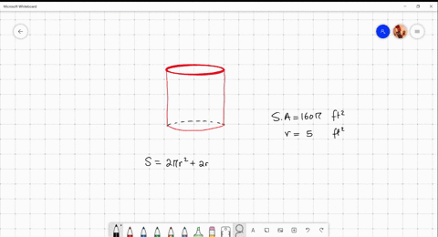 find-the-height-of-a-right-cylinder-with-surface-area-160-pi-mathrmft2-and-radius-5-mathrmft-36545