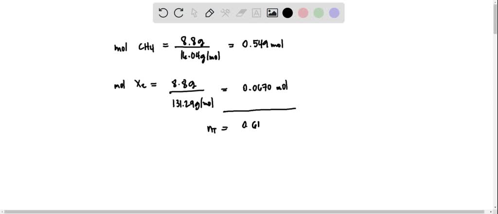 SOLVED: A mixture of 8.8 g CH4 and 8.8 g Xe is placed in a container ...