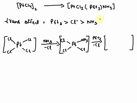 design-a-two-step-synthesis-of-both-cis-and-trans-isomers-of-ptcl2pet3nh3starting-from-ptcl42-and-explain-why-pet3-has-very-strong-trans-effect-6-marks-85613