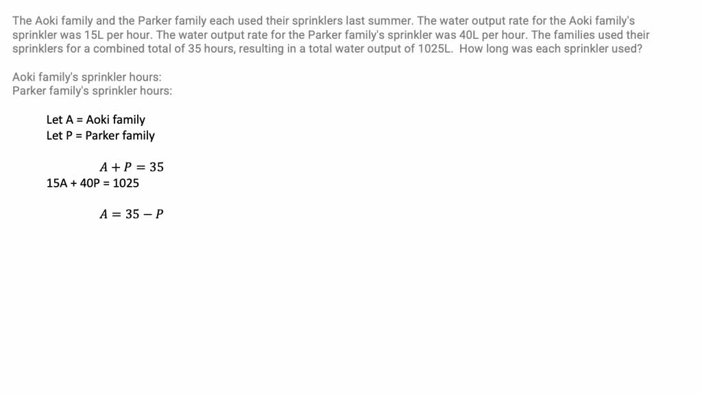 SOLVED The Long family and the Harris family each used their