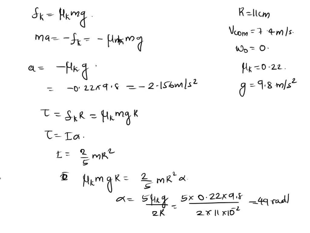 SOLVED A bowler throws a bowling ball of radius R = 11 cm along a lane.The ball (Fig. 1137