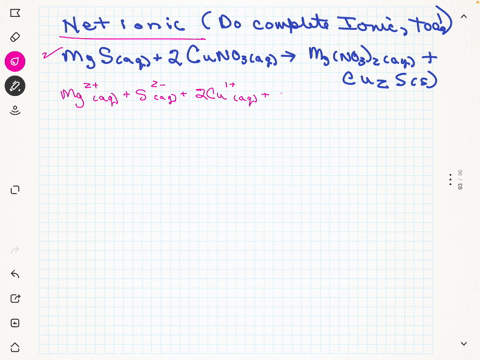 write-the-net-ionic-equation-for-the-reaction-when-solutions-of-magnesium-sulfide-mgs-and-copper-i-nitrate-cuno3-are-mixed-given-the-reaction-below-reaction-mgsaq-2-cuno3-aq-mgno32-aqcu2s-s-97242