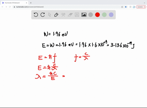 the-work-function-for-cesium-is-196-ev-a-find-the-cutoff-wavelength-for-the-metal-b-what-is-the-maximum-kinetic-energy-for-the-emitted-electrons-when-425-nm-light-is-incident-on-the-metal-46615