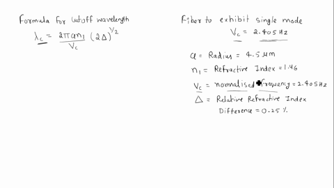 A single mode step index fiber has core and cladding...