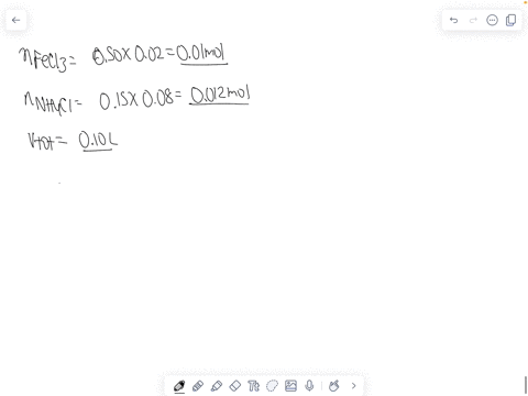what-is-the-concentration-of-each-ion-present-when-200-ml-of-050-m-fecl3-is-mixed-with-800-ml-of-015-m-nh4cl-is-this-solution-an-electrolyte-2