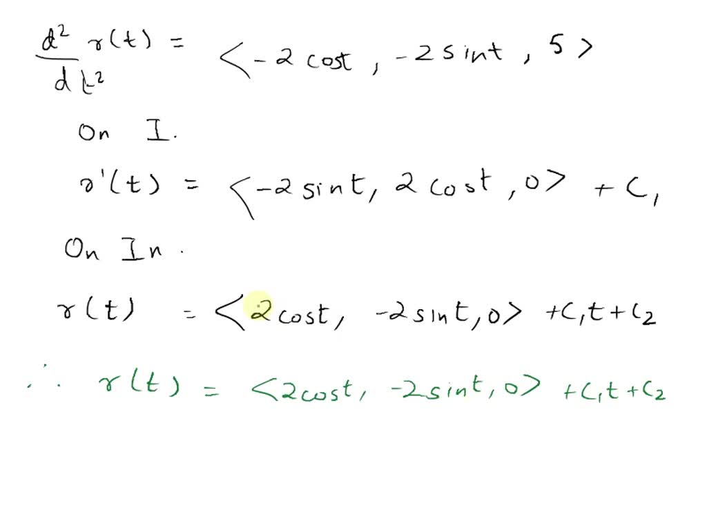 SOLVED Find the family of vectorVo functions whose second derivatives