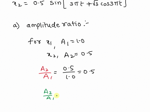 two-shms-are-x1mmsec-10sin-pi412t-1-and-x2mmsec-05sin3pit-3cos3pit-discuss-the-ratio-of-their-amplitudes-frequency-and-find-the-phase-difference-82522
