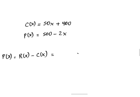 the-cost-of-manufacturing-x-units-of-a-commodity-is-given-by-the-function-cx50x400-x-units-are-sold-when-the-price-per-unit-is-500-2x-dollars-use-marginal-analysis-to-approximate-the-profit-56906
