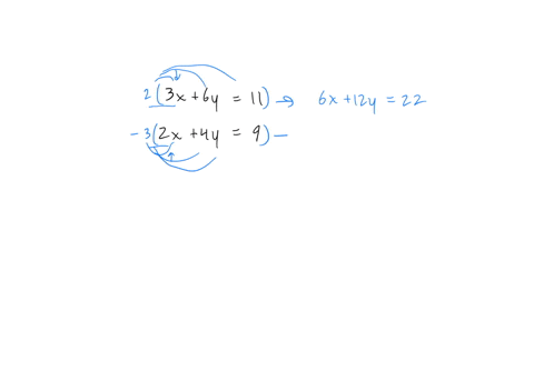 solve-the-following-system-by-any-method-3x-6y-11-2x-4y-9-43779