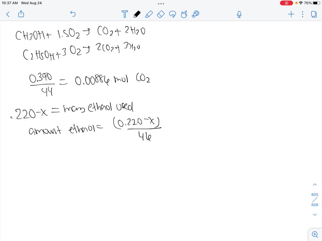 SOLVED An organic liquid is a mixture of methyl alcohol (CH3OH) and