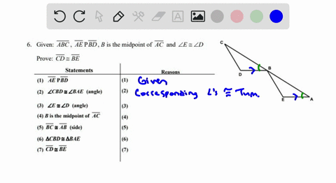 given-abc-ae-pbd-b-is-the-midpoint-of-ac-and-zezd-prove-cd-be-statements-reasons-ae-pbd-lcbd-e-zbae-angle-ze-ezd-angle-4-b-is-the-midpoint-of-ac-bc-ab-side-acbdeabae-7-cd-be-07443