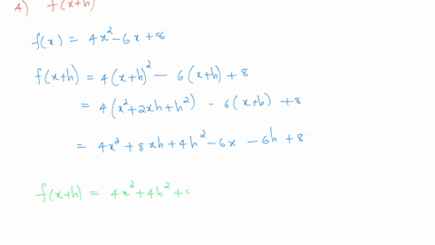 find-and-simplify-each-of-the-following-for-fx-4x2-a-fxh-6x-8-b-fx-h-fx-flxh-fx-c-a-fx-h-do-not-factor-61205
