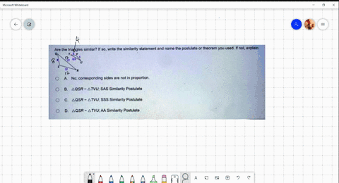 are-the-triangles-similar-il-so-write-the-similarity-statement-and-name-the-postulate-or-theorem-you-used-if-not-explain-no-corresponding-sidos-are-not-in-proportion_-aqsr-atvu-sas-similaril-91086