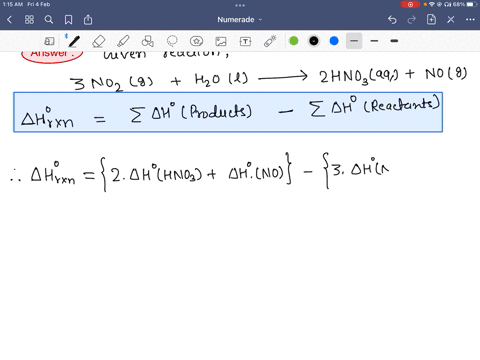 calculate-dhrxn-for-the-reaction-3-no2g-h2ol-2-hno3aq-nog-from-the-following-enthalpy-of-atom-combination-data-compound-dhac-kjmolrxn-no2g-93786-h2ol-97030-hno3aq-164522-nog-63162-57301