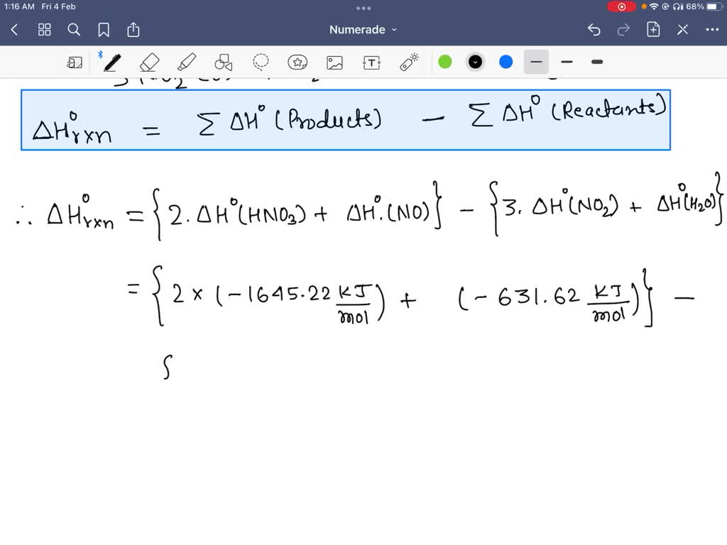 SOLVED: Calculate The ΔG°rxn Using The Following Information.4 HNO3(g ...