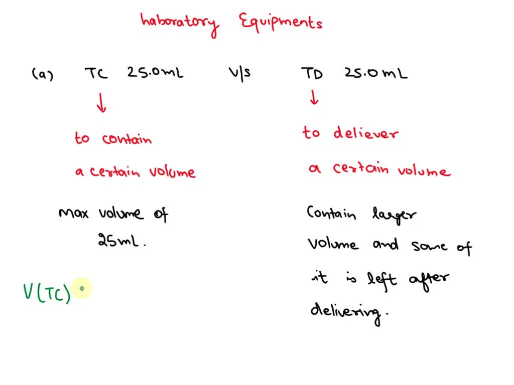 SOLVED 6. Will a pipette labelled TC 25.0 ml contain more liquid or