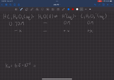 calculate-the-ph-of-a-solution-which-is-073-m-benzoic-acid-ka-65-x-10-5-hc7h5o2aq-haq-c7h5o2-aq-23092