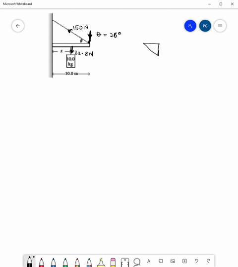 as-shown-in-the-figure-a-100-m-long-bar-is-attached-by-a-frictionless-hinge-to-a-wall-and-held-horizontal-by-a-light-rope-that-makes-an-angle-0-260-with-the-bar-the-bar-is-uniform-and-weighs-06137