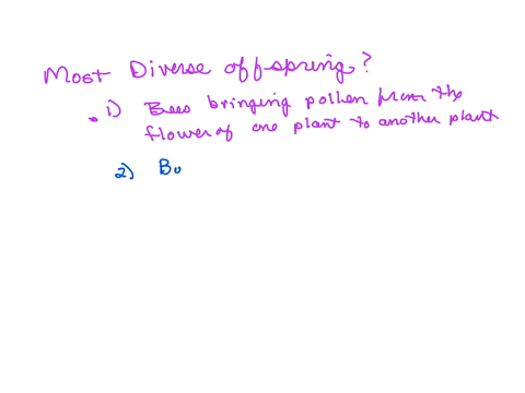 which-would-result-in-the-most-diverse-offspring-bees-bringing-pollen-from-the-flower-of-one-plant-to-the-flower-of-another-plant-a-bacteria-cell-reproducing-through-asexual-reproduction-an-26847