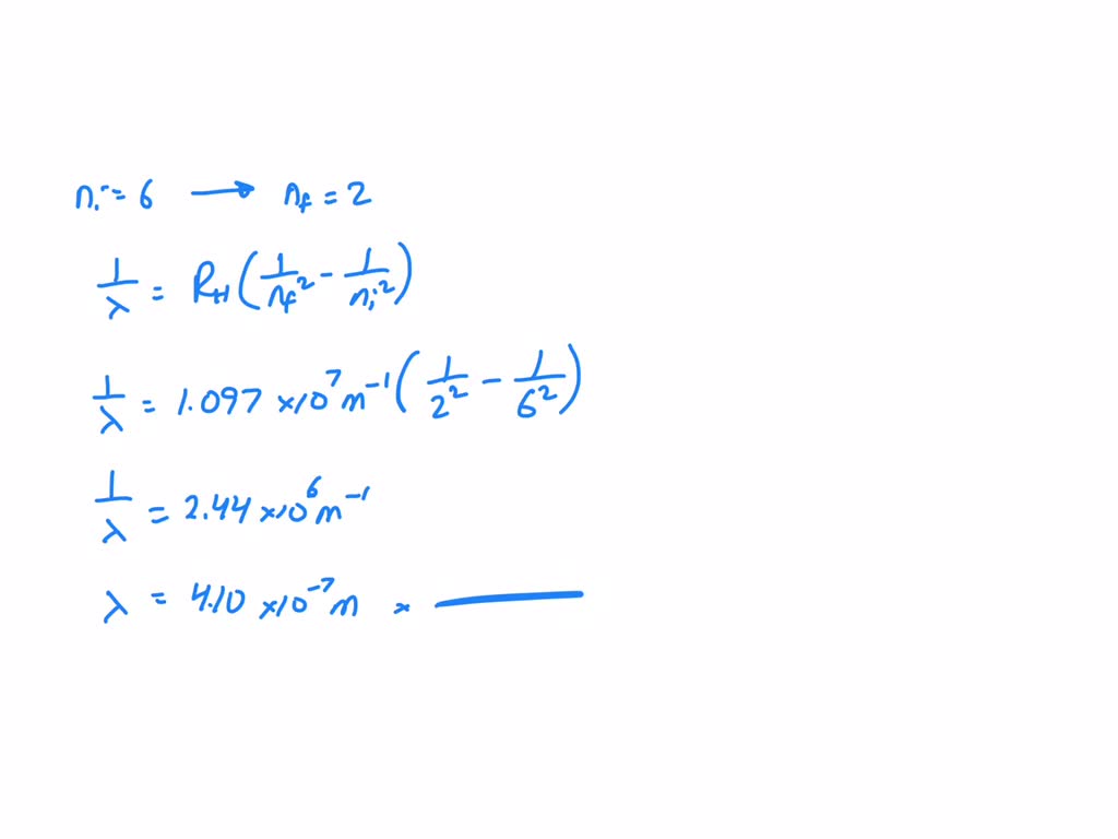 SOLVED: 3. Use The Rydberg Equation To Calculate The Wavelength In Nm ...