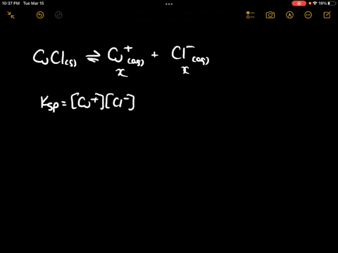what-are-the-equilibrium-concentrations-of-cu-and-cl-in-a-saturated-solution-of-copperi-chloride-if-ksp-10410-6-cu-m-cl-m-14538