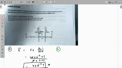 problem-l10pts-the-two-wires-shown-in-the-figure-below-carry-currents-of-500-_-opposite-directions-and-are-separated-by-100-cm-find-the-direction-and-magnitude-of-the-net-magnetic-field-2-at-08988