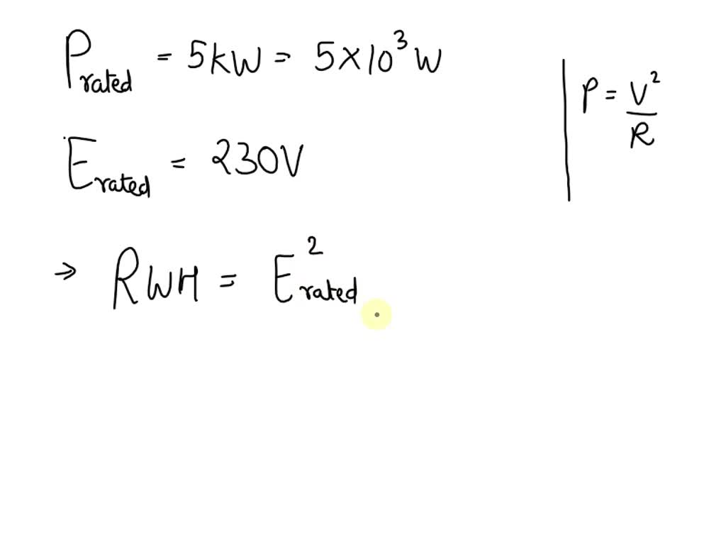 A water heater has a nameplate rating of 5 KW 230 volts. If the