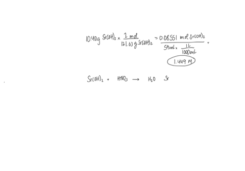 1-a-strontium-hydroxide-solution-is-prepared-by-dissolving-1040-g-of-sroh2-in-water-to-make-5900-ml-of-solutionwhat-is-the-molarity-of-this-solution-express-your-answer-to-four-significant-f-35023