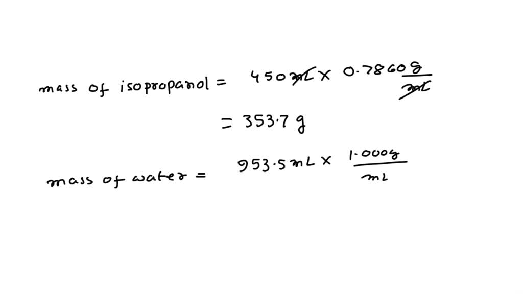 SOLVED A solution of rubbing alcohol is 75.7 (v/v) isopropanol in
