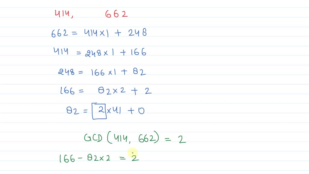 SOLVED 4 Find The Greatest Common Divisor gcd Of 414 And 662 Using 